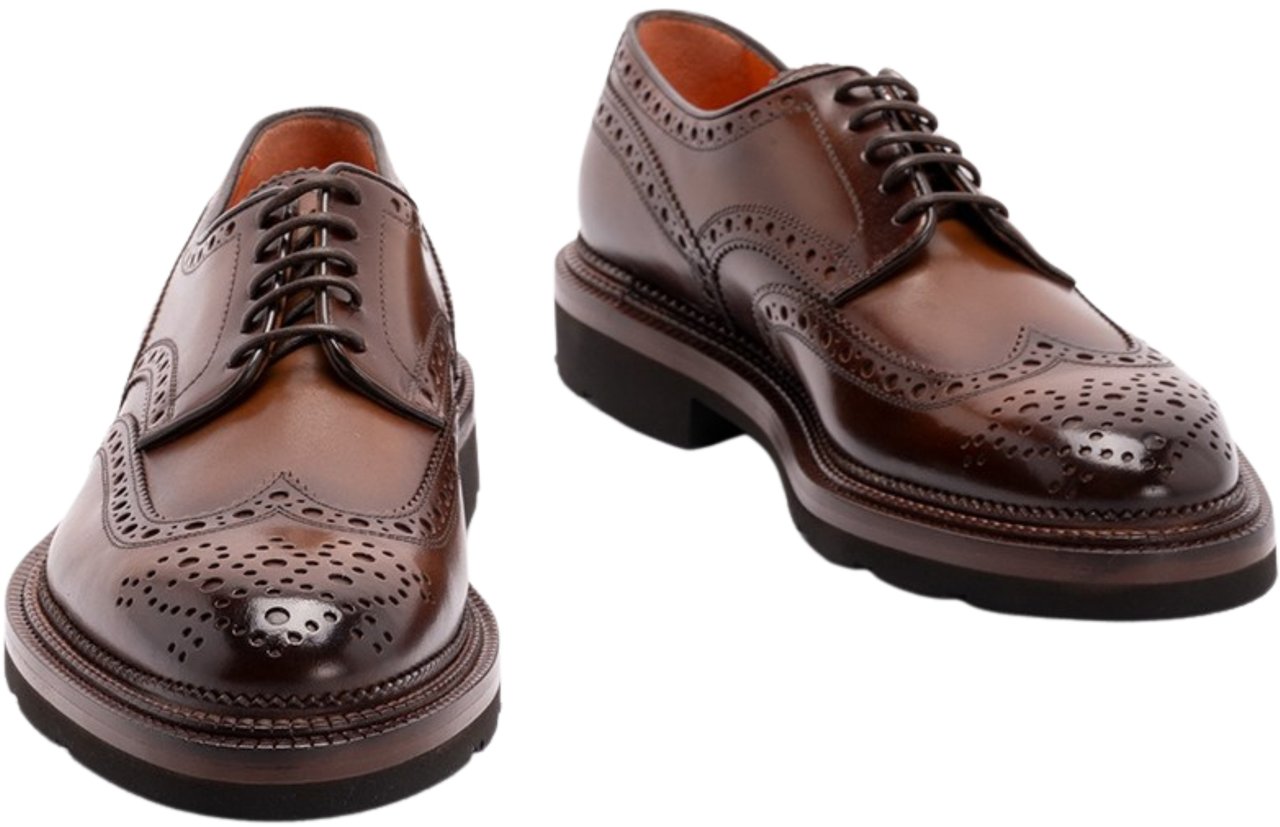 Santoni Flat Shoes Brown Bruin