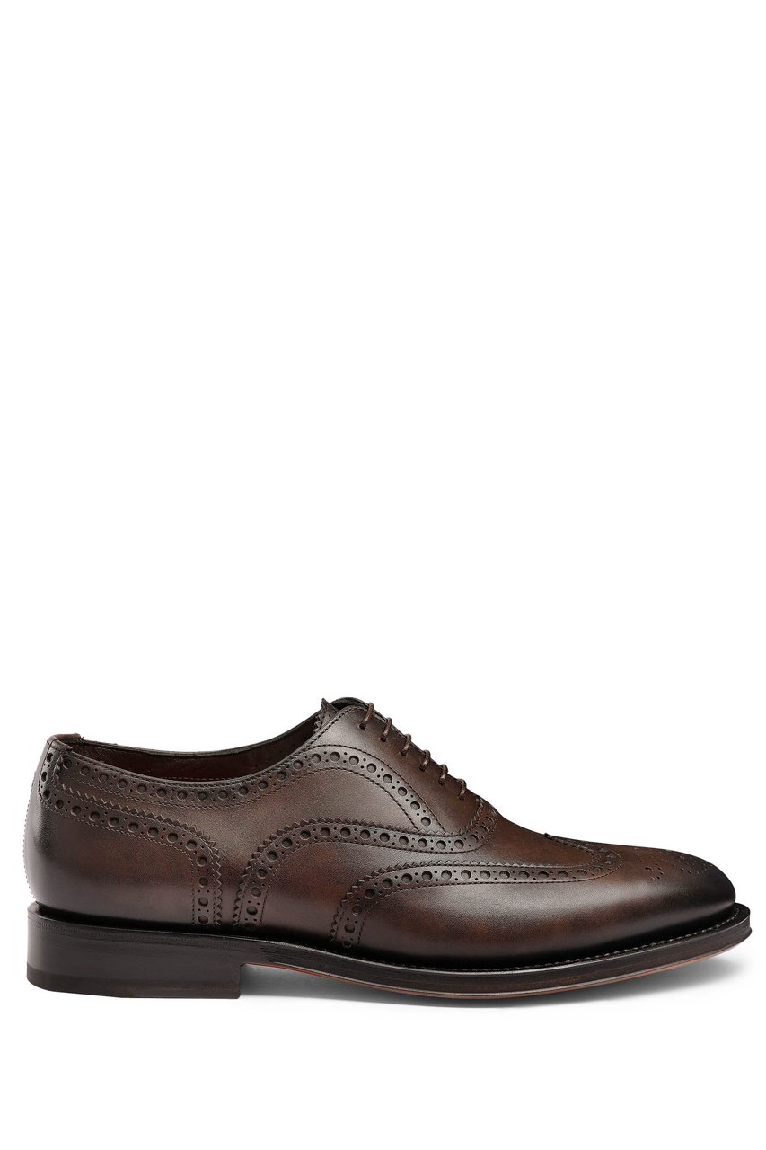 Santoni Enrico Model Leather Oxford Brogue Goodyear Grijs