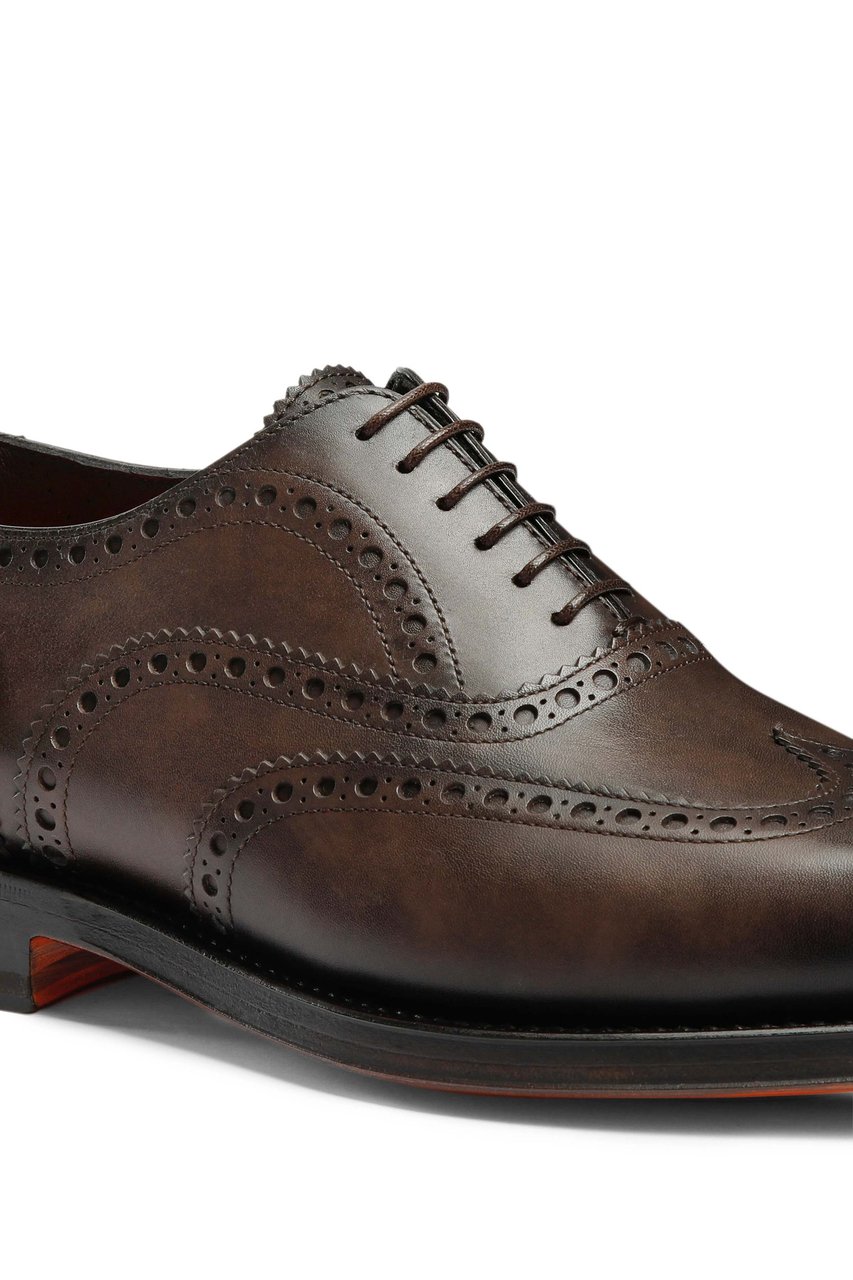 Santoni Enrico Model Leather Oxford Brogue Goodyear Grijs