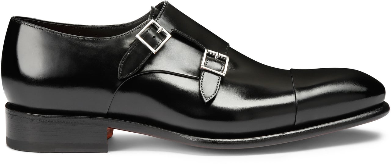 Santoni Leather doublebuckle shoe Wit