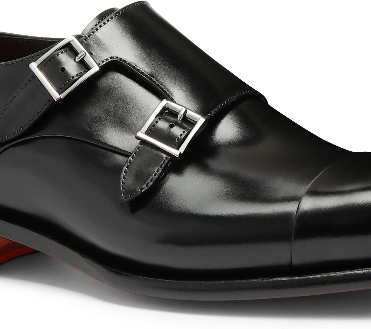 Santoni Leather doublebuckle shoe Wit