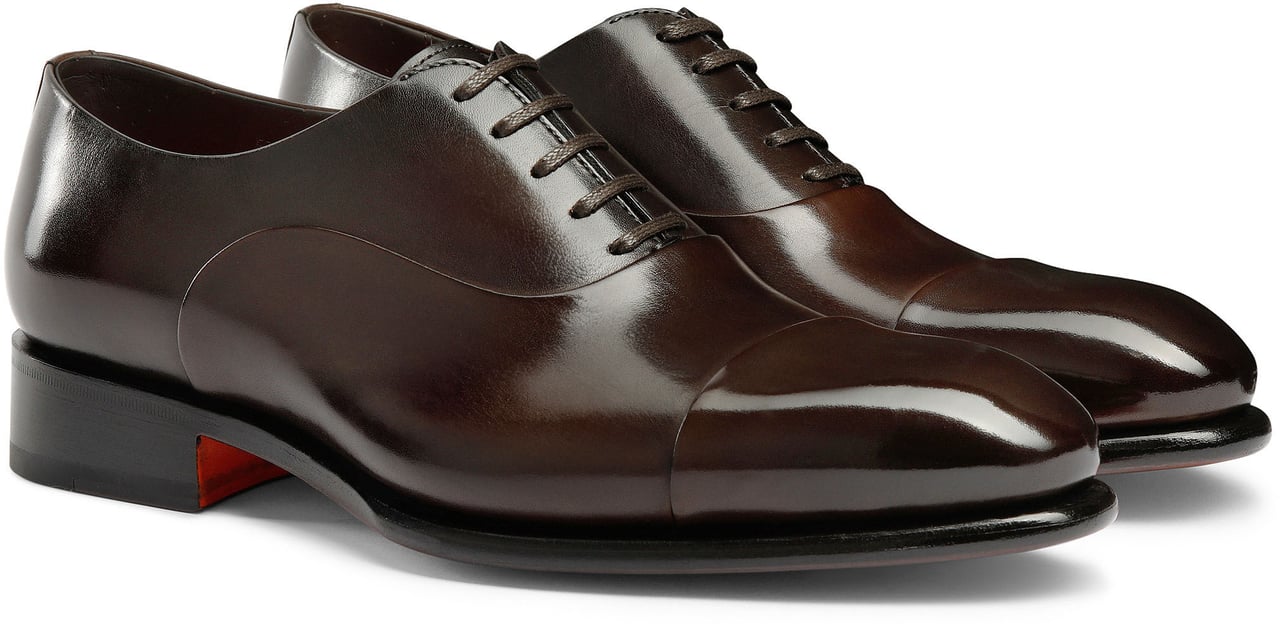 Santoni Men's polished leather Oxford shoe Wit