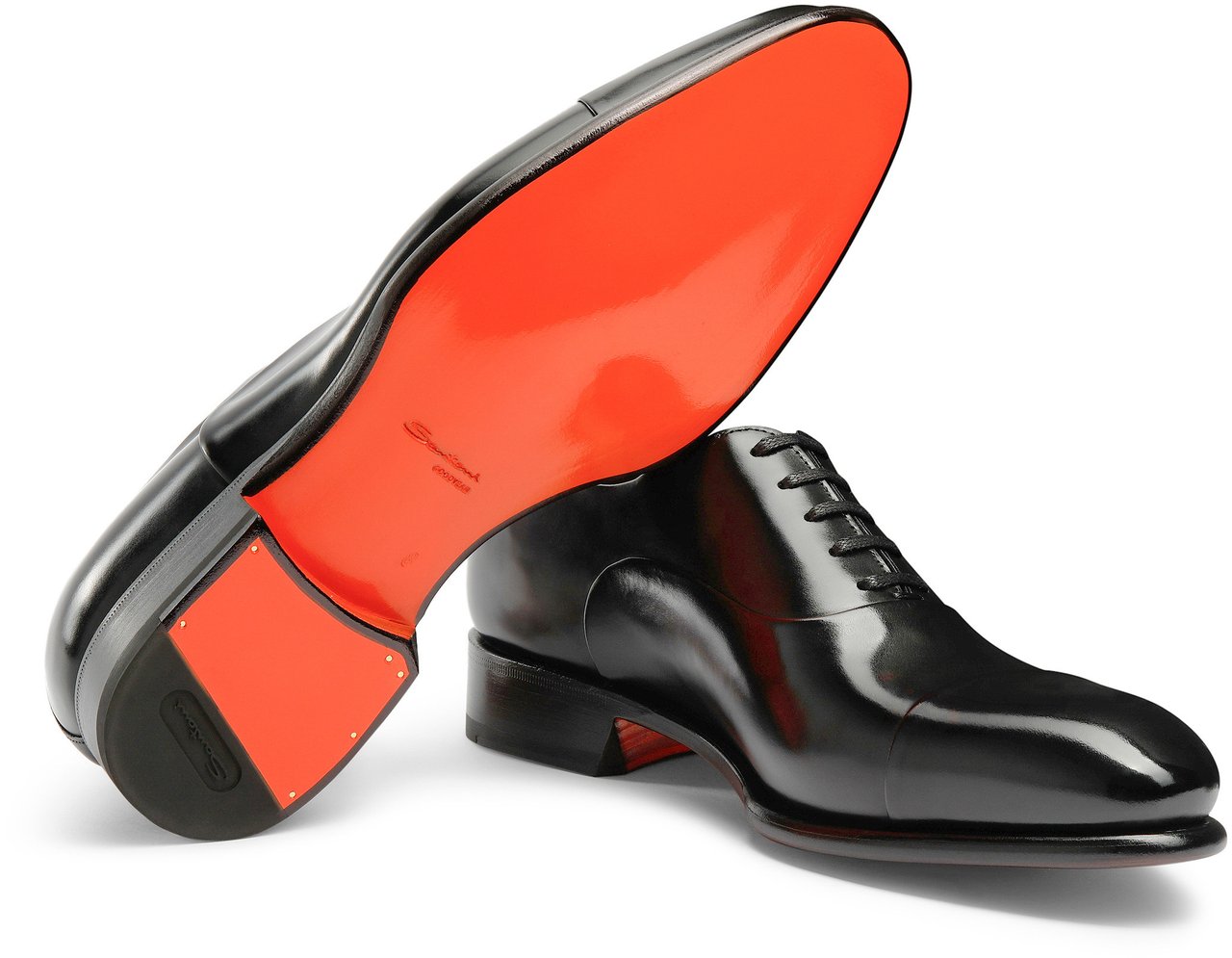 Santoni Men's polished leather Oxford shoe Wit