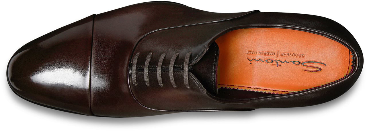 Santoni Men's polished leather Oxford shoe Wit