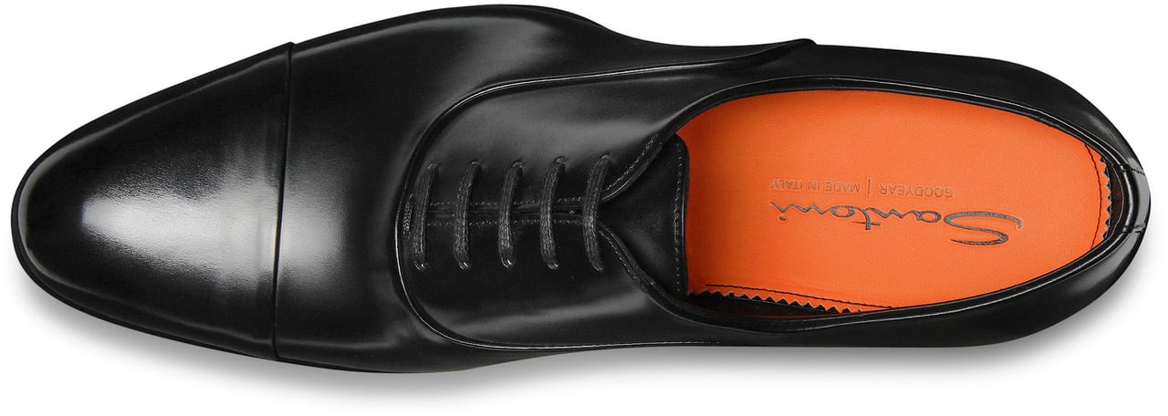 Santoni Men's polished leather Oxford shoe Wit