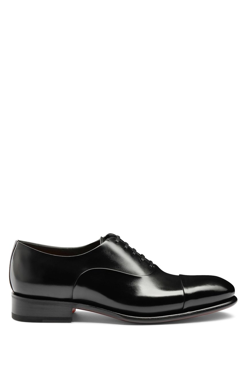 Santoni Isaac Model Antiqued Leather Oxford Shoes Zwart