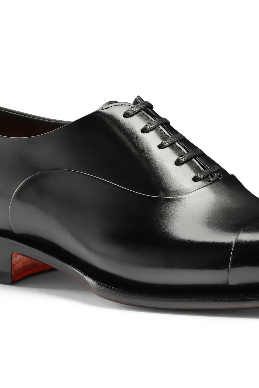 Santoni Isaac Model Antiqued Leather Oxford Shoes Zwart