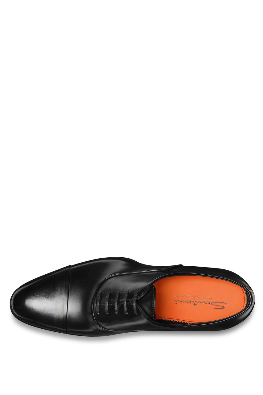 Santoni Isaac Model Antiqued Leather Oxford Shoes Zwart