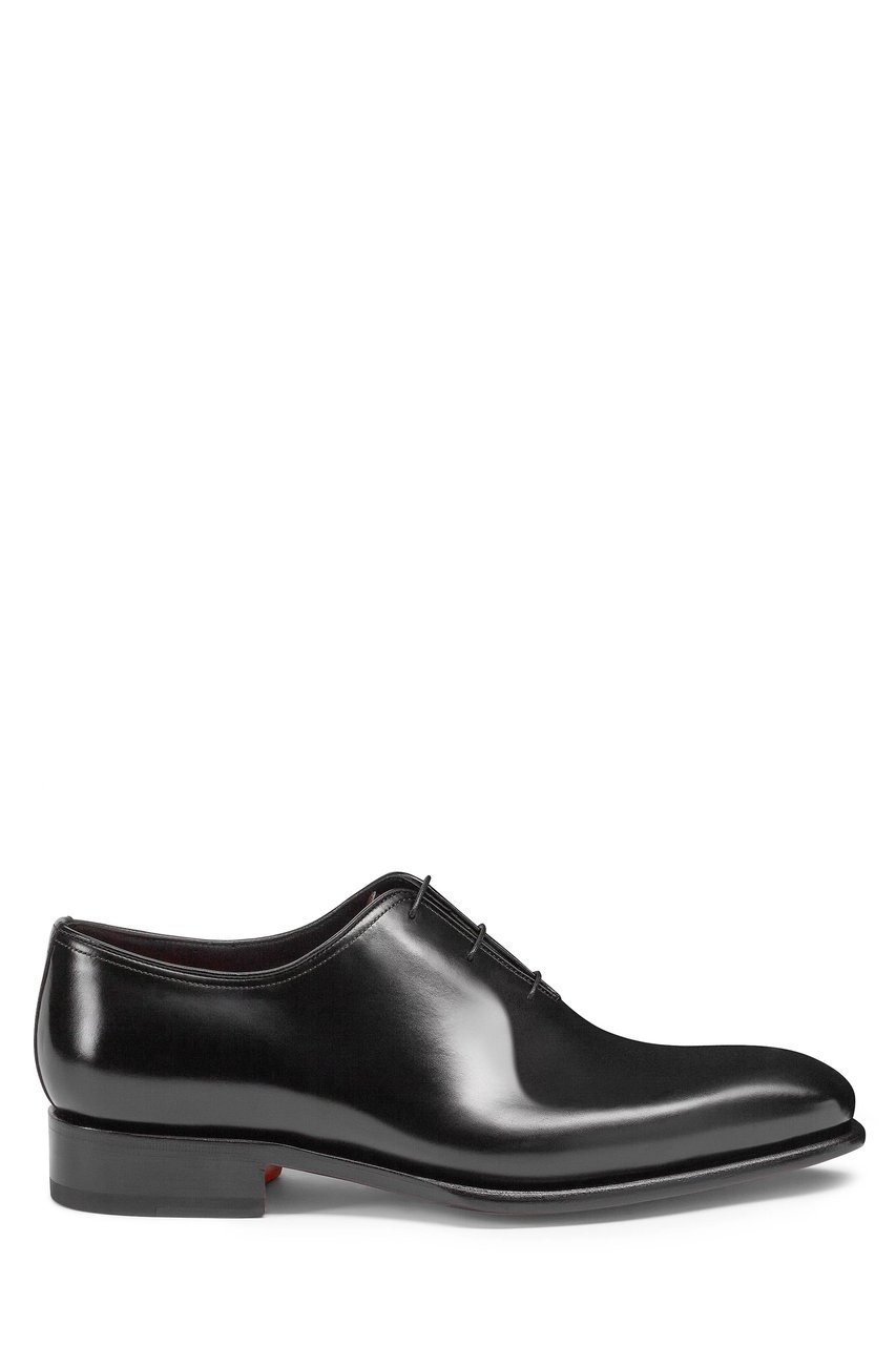Santoni Antiqued Leather Oxford Shoes Zwart