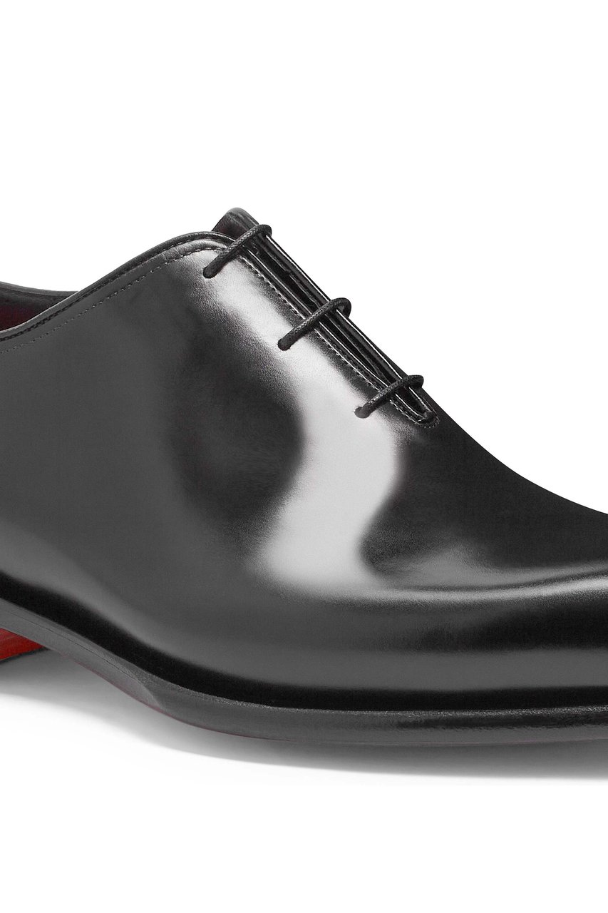 Santoni Antiqued Leather Oxford Shoes Zwart