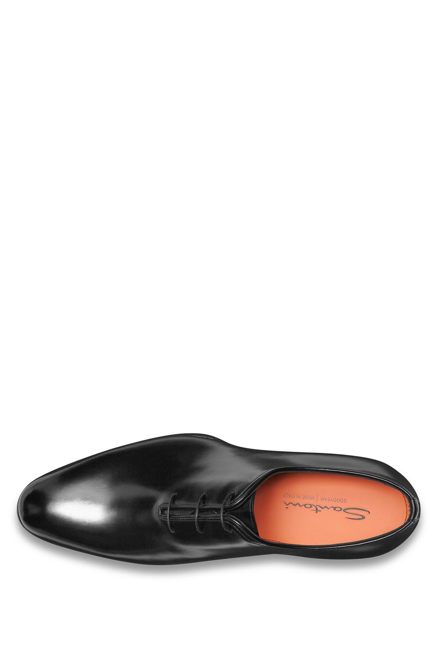 Santoni Antiqued Leather Oxford Shoes Zwart
