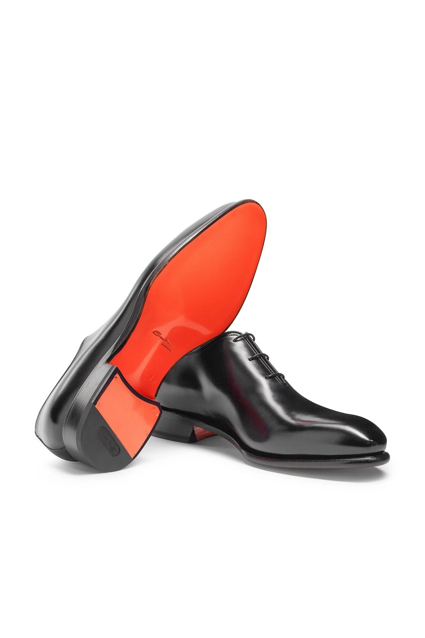 Santoni Antiqued Leather Oxford Shoes Zwart
