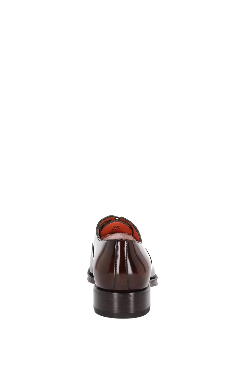Santoni Brushed Calf Leather Lace-Ups Zwart