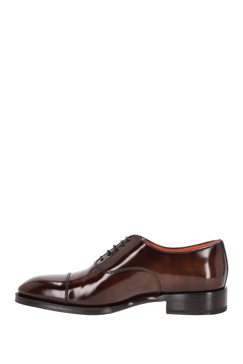 Santoni Brushed Calf Leather Lace-Ups Zwart