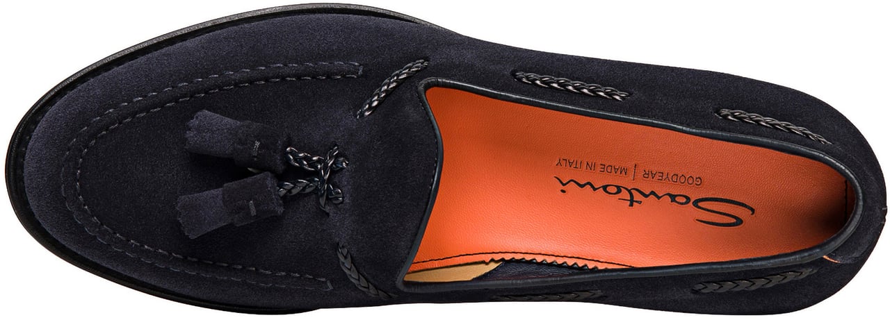 Santoni Men's suede tassel loafer Wit
