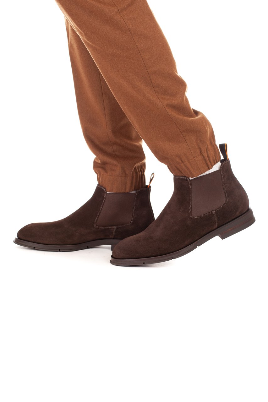 Santoni Justin Suede Beatles Ankle Boots Bruin
