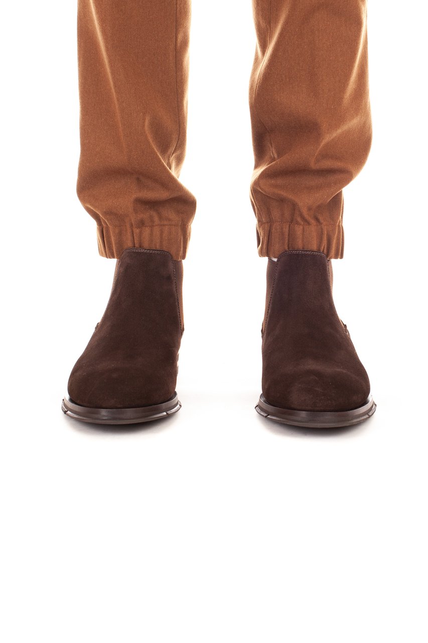 Santoni Justin Suede Beatles Ankle Boots Bruin