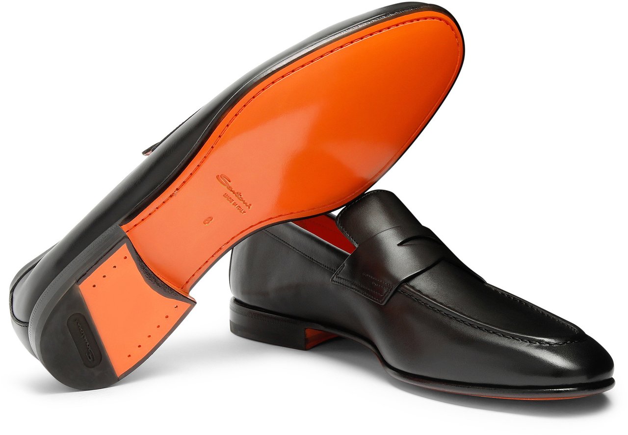 Santoni Men's leather penny loafer Wit
