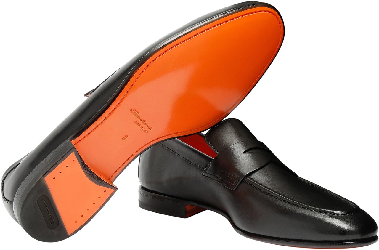 Santoni Men's leather penny loafer Wit