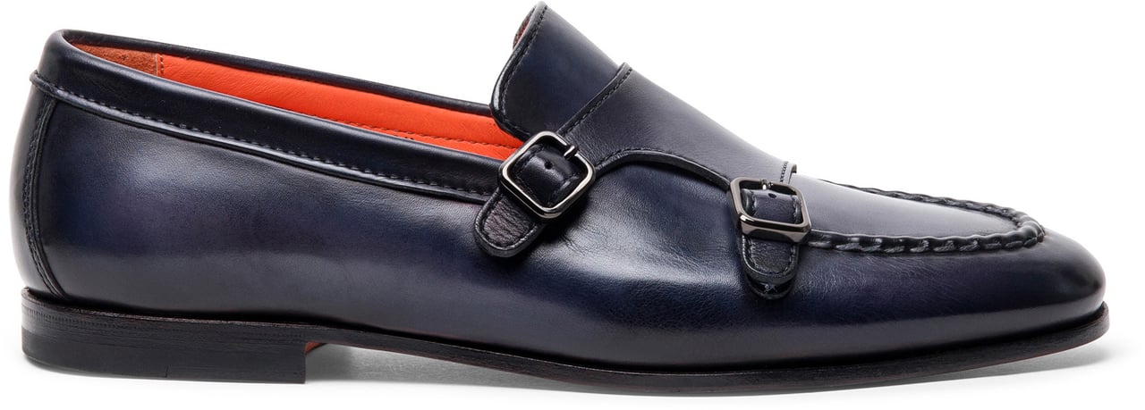 Santoni Men's leather doublebuckle loafer Wit