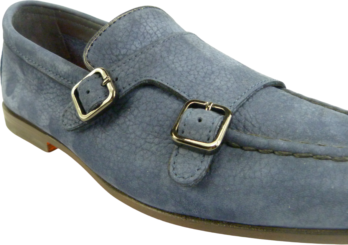 Santoni Mocassino con doppia fibbia navy Blauw