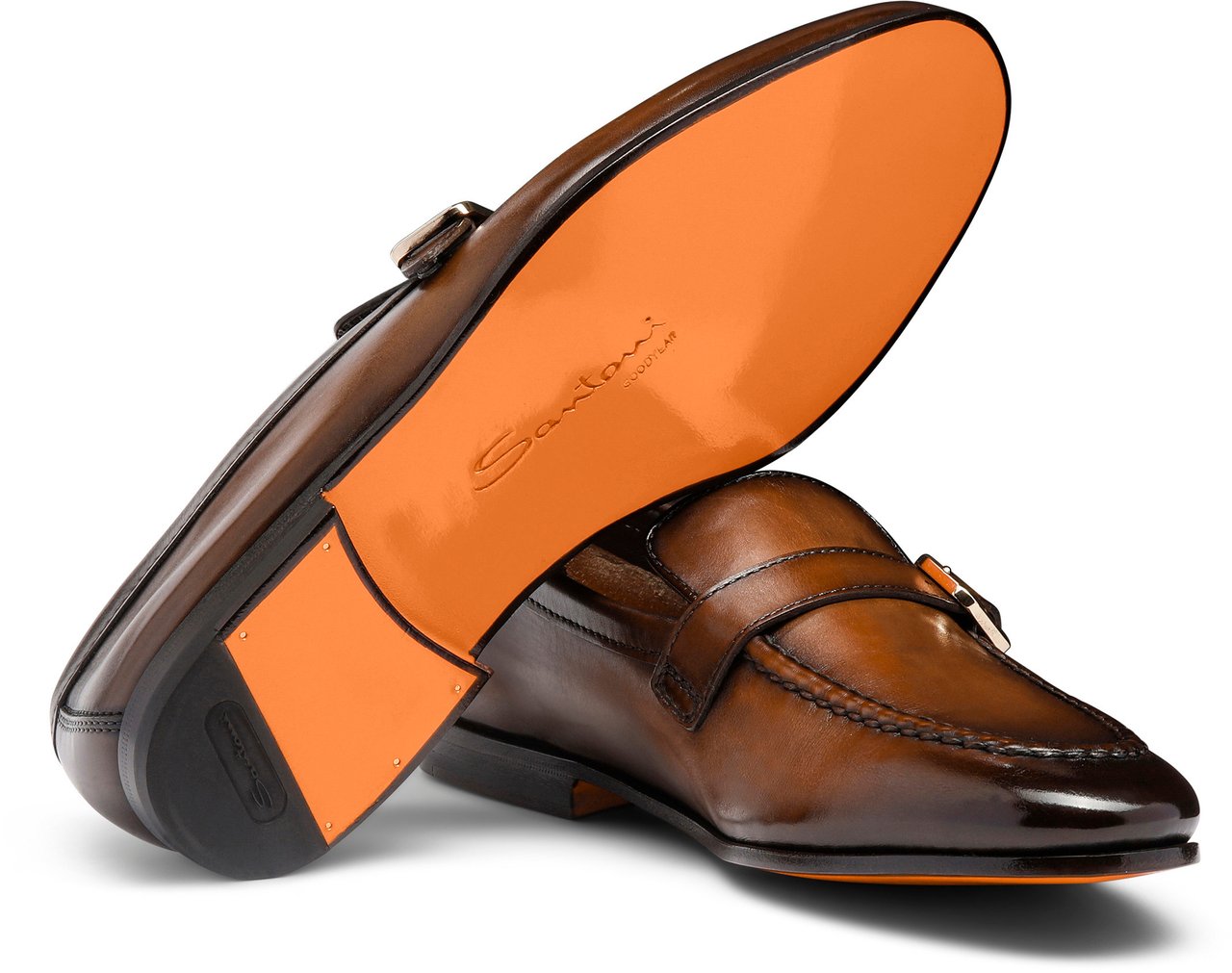 Santoni Men's singlebuckle loafer Wit