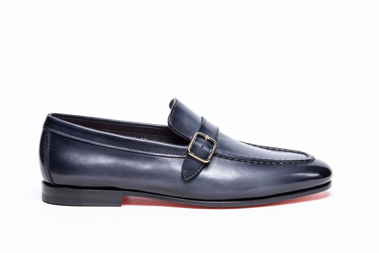 Santoni Flat Shoes Blue Blauw