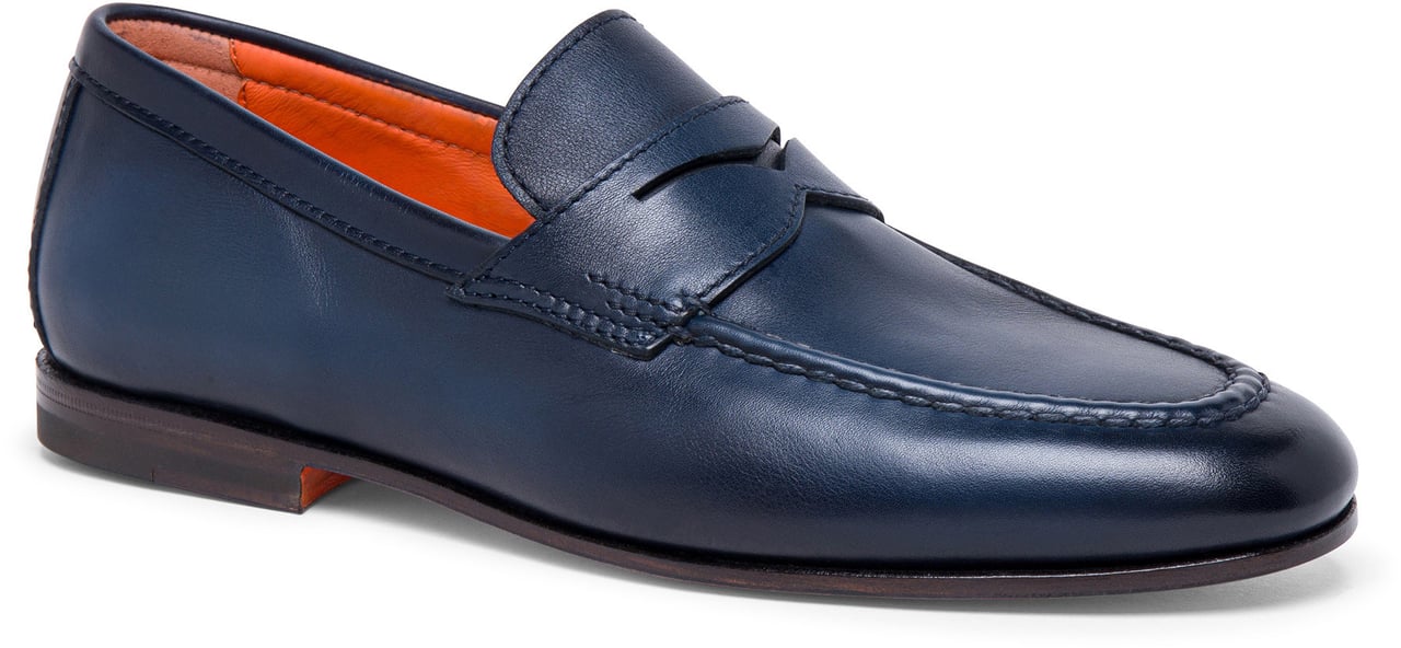 Santoni Men’s leather penny loafer Wit