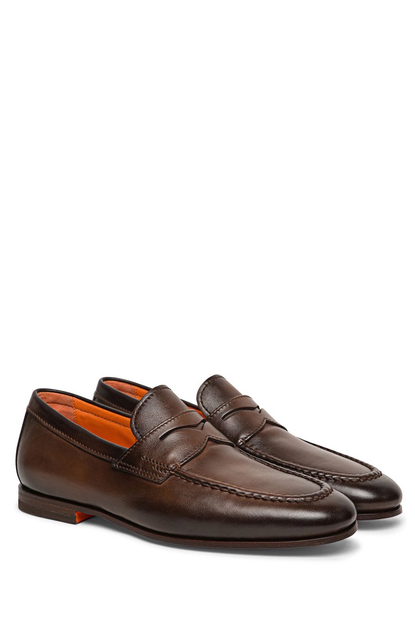 Santoni Goodyear Leather Loafers Grijs
