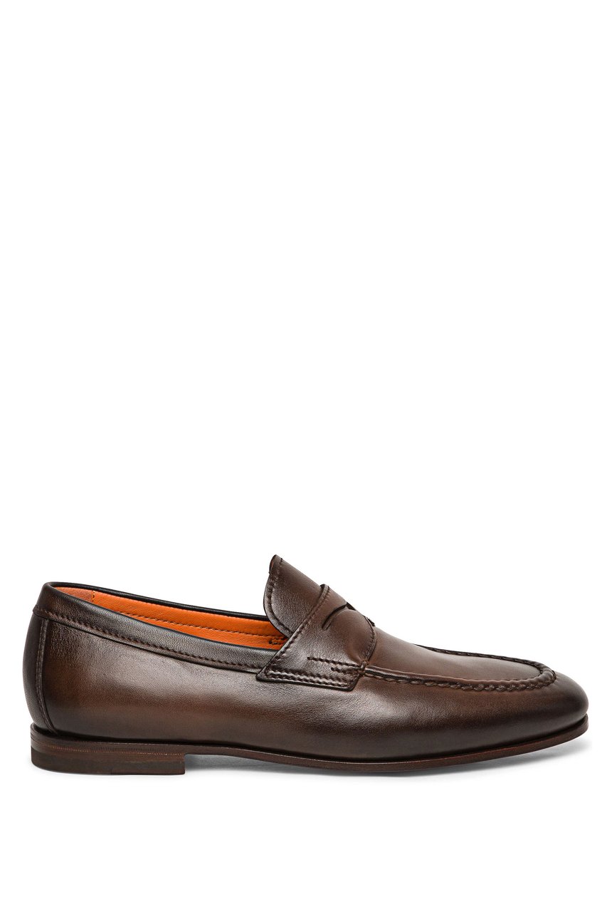 Santoni Goodyear Leather Loafers Grijs