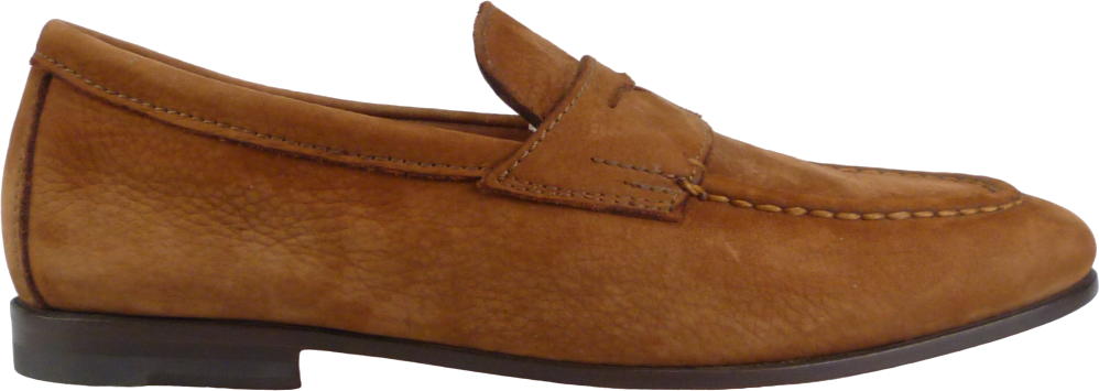 Santoni Mocassino in Pelle Martellata Marrone Bruin