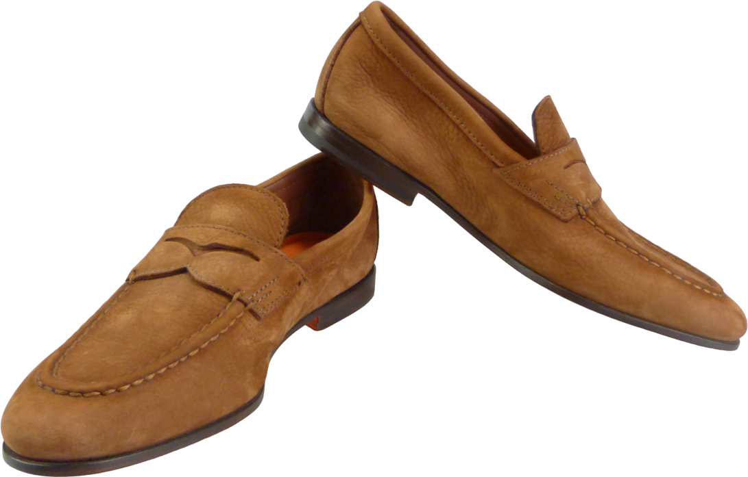 Santoni Mocassino in Pelle Martellata Marrone Bruin