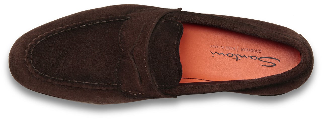 Santoni Men’s suede penny loafer Wit