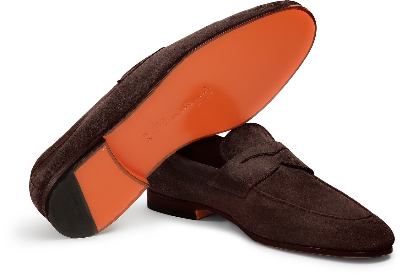 Santoni Men’s suede penny loafer Wit