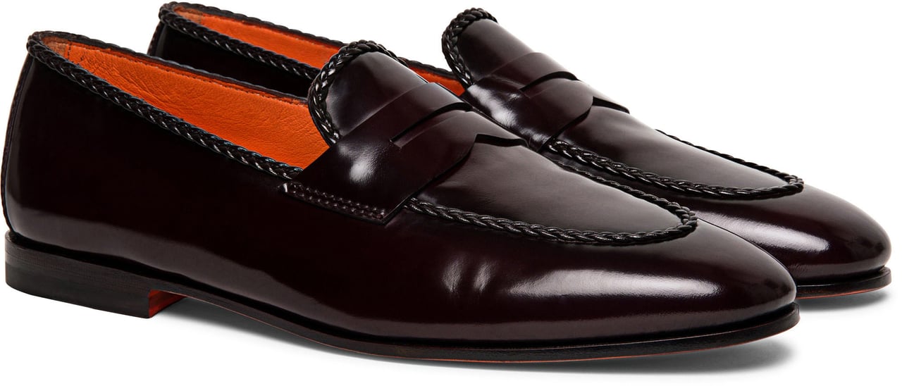 Santoni Men’s leather penny loafer Wit