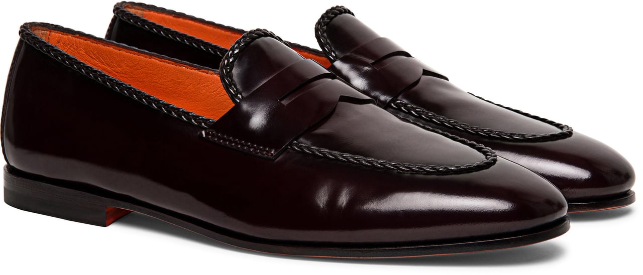 Santoni Men’s leather penny loafer Wit