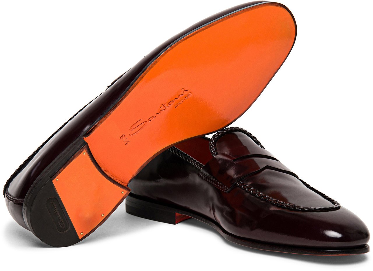 Santoni Men’s leather penny loafer Wit