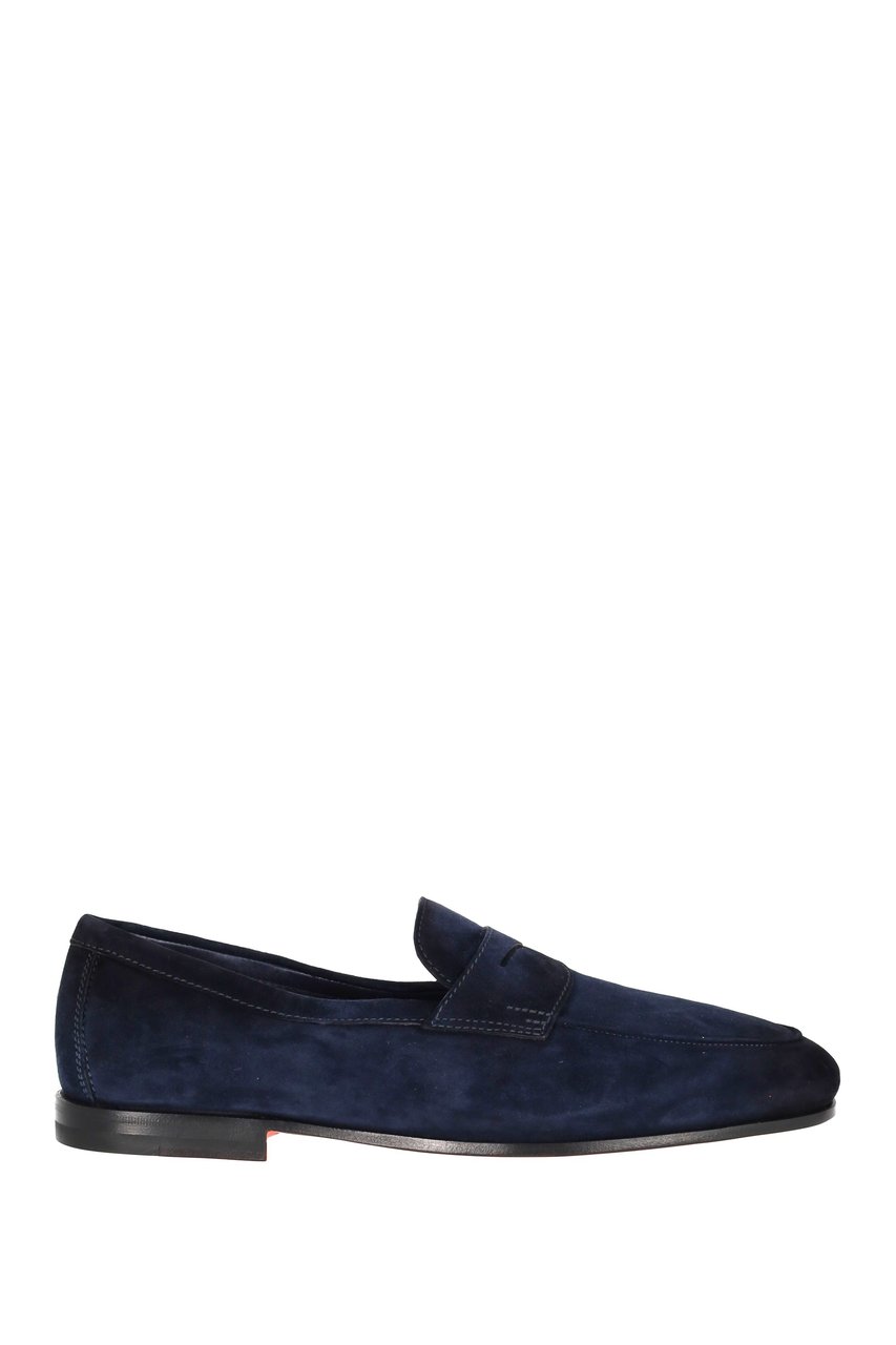 Santoni Suede Moccasins Goodyear Construction Zwart