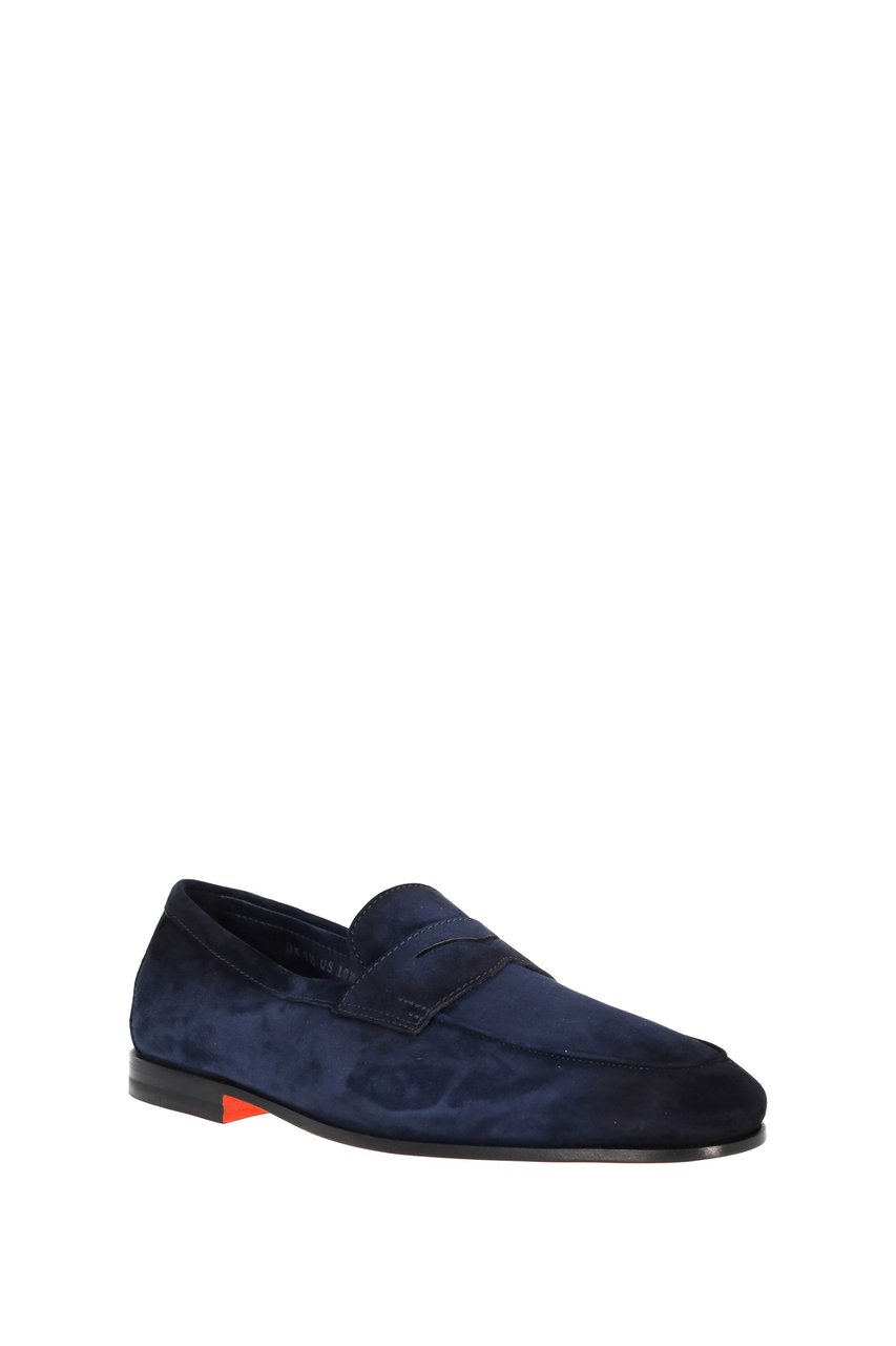 Santoni Suede Moccasins Goodyear Construction Zwart