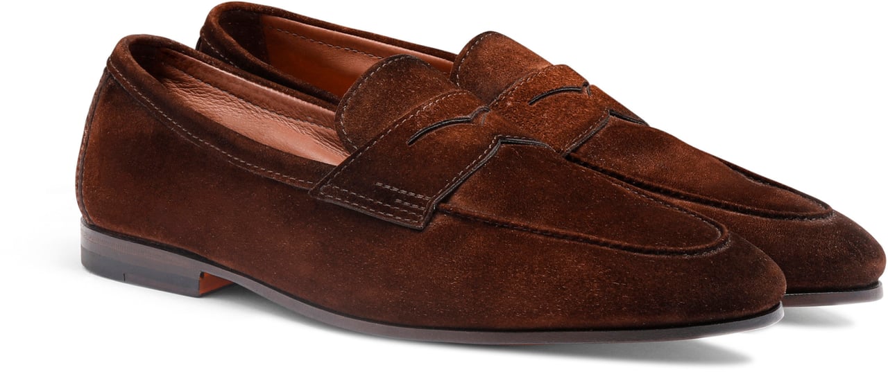 Santoni Men's suede Carlo loafer Wit