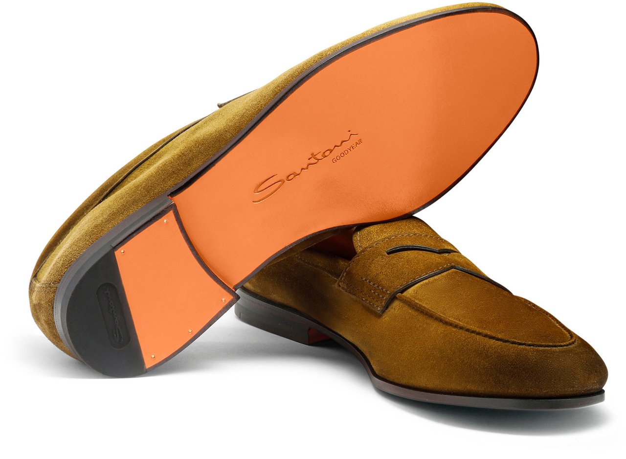 Santoni Men's suede Carlo loafer Wit