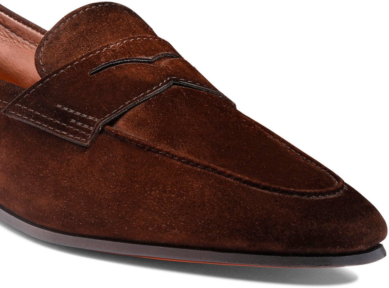 Santoni Men's suede Carlo loafer Wit