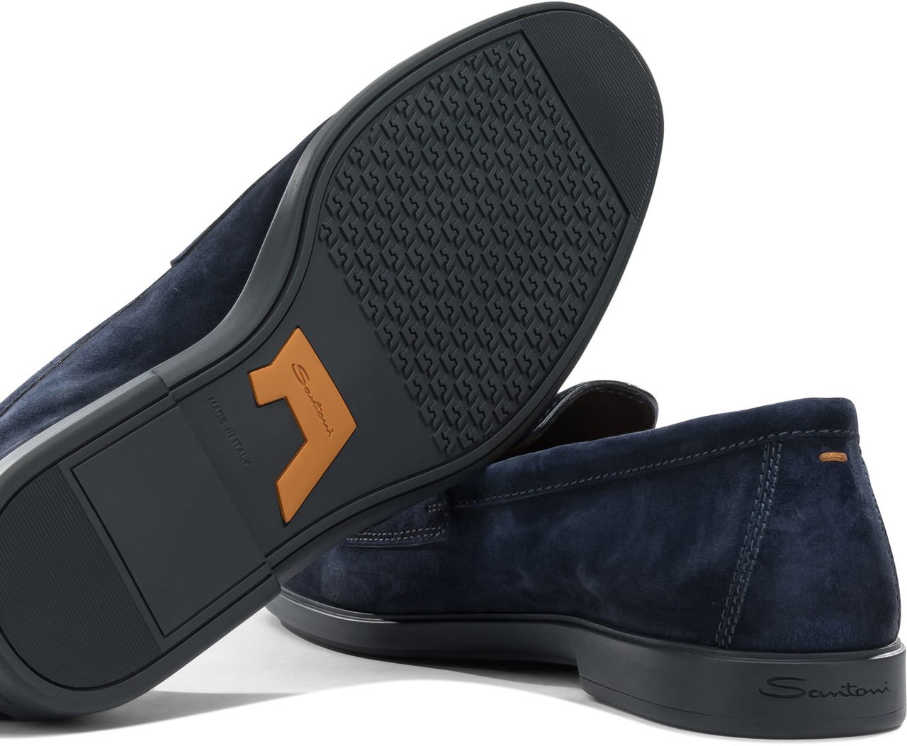 Santoni Suede double buckle loafers Blauw