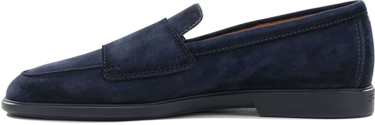 Santoni Suede double buckle loafers Blauw