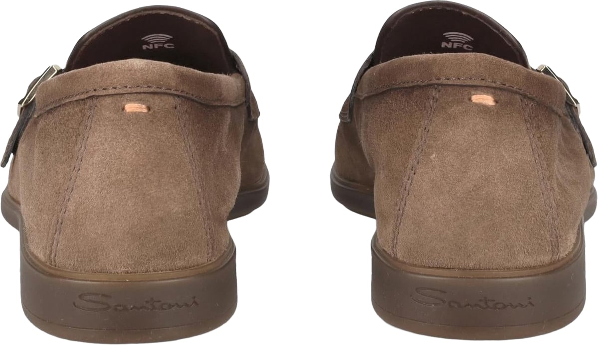 Santoni Heren Double-Buckle Loafer Bruin