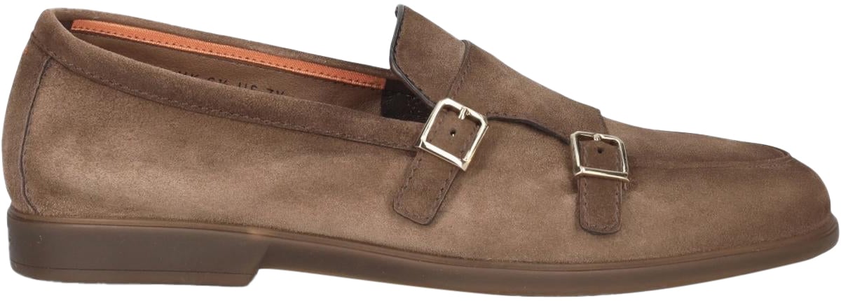 Santoni Heren Double-Buckle Loafer Bruin