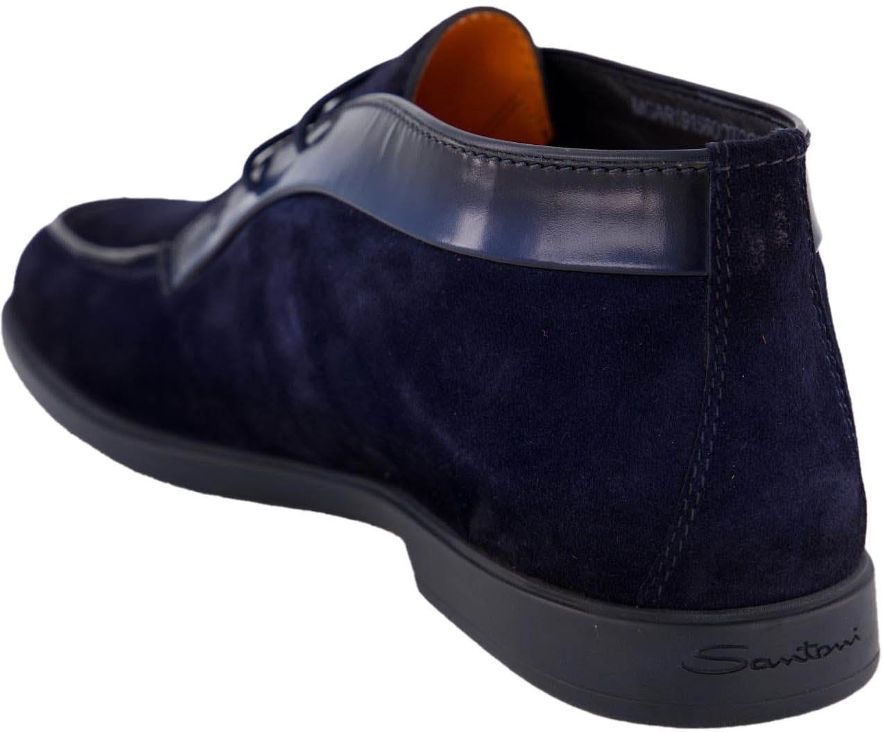 Santoni Heren Ikki Veterschoen Blauw Blauw