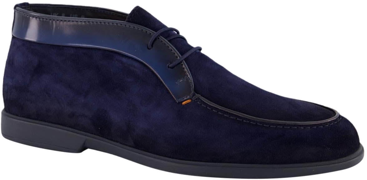 Santoni Heren Ikki Veterschoen Blauw Blauw