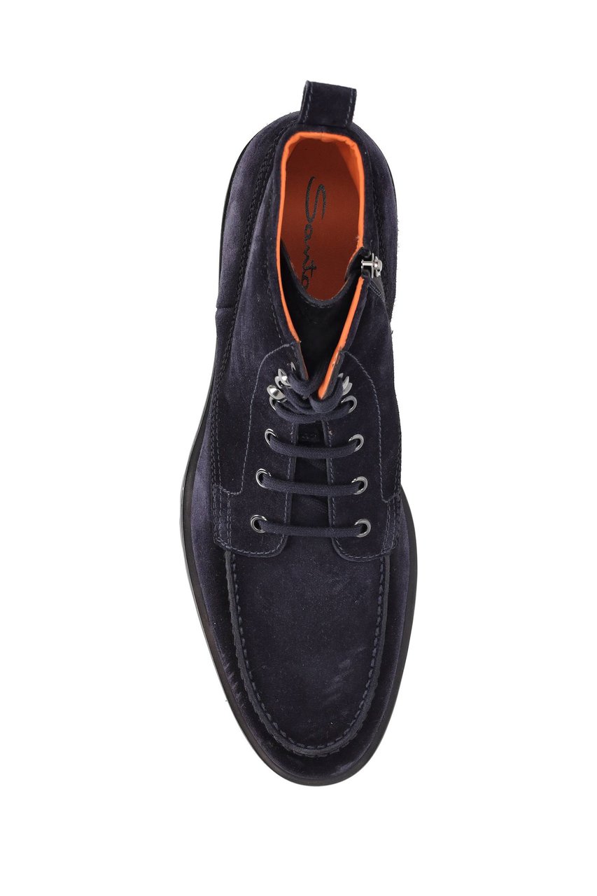 Santoni Anti-Slip Sole Suede Ankle Boots Zwart