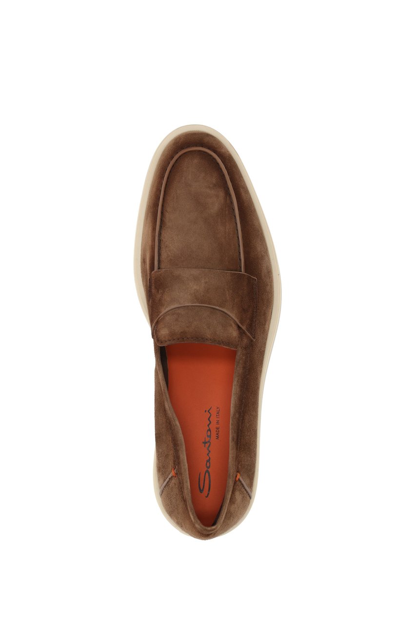 Santoni Suede Slip-On with Rubber Sole Bruin